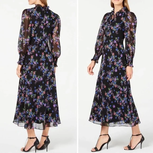 Calvin Klein | Dresses | Calvin Klein Floral Chiffon Maxi Dress Size 8 |  Poshmark